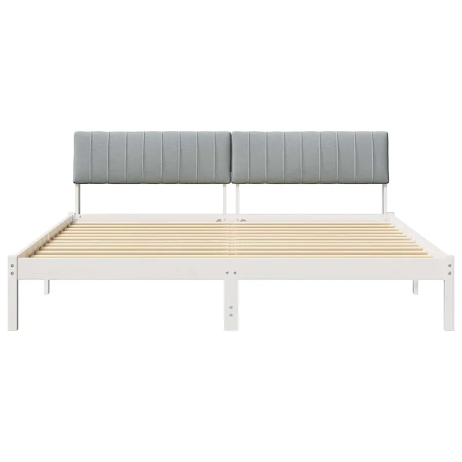 Cadre de lit avec tête de lit Blanc et gris clair 180 x 200 cm - 5