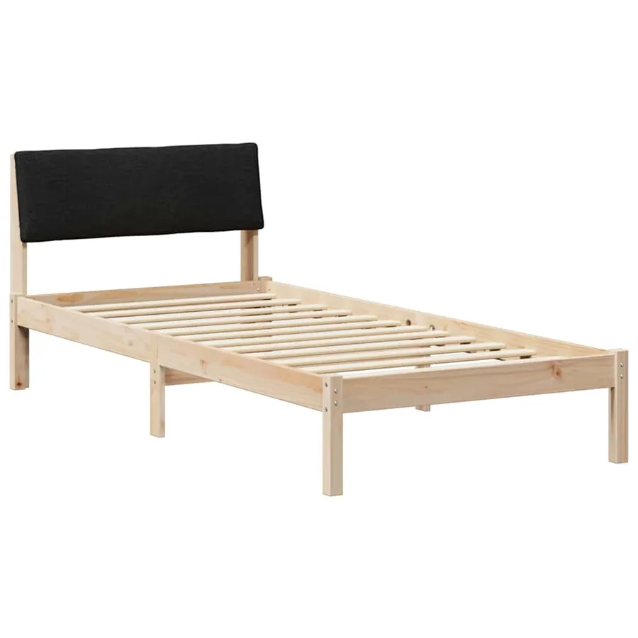 Cadre de lit Marron et noir 100 x 200 cm Bois massif en pin - 2