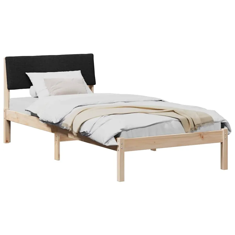 Cadre de lit Marron et noir 100 x 200 cm Bois massif en pin - 3