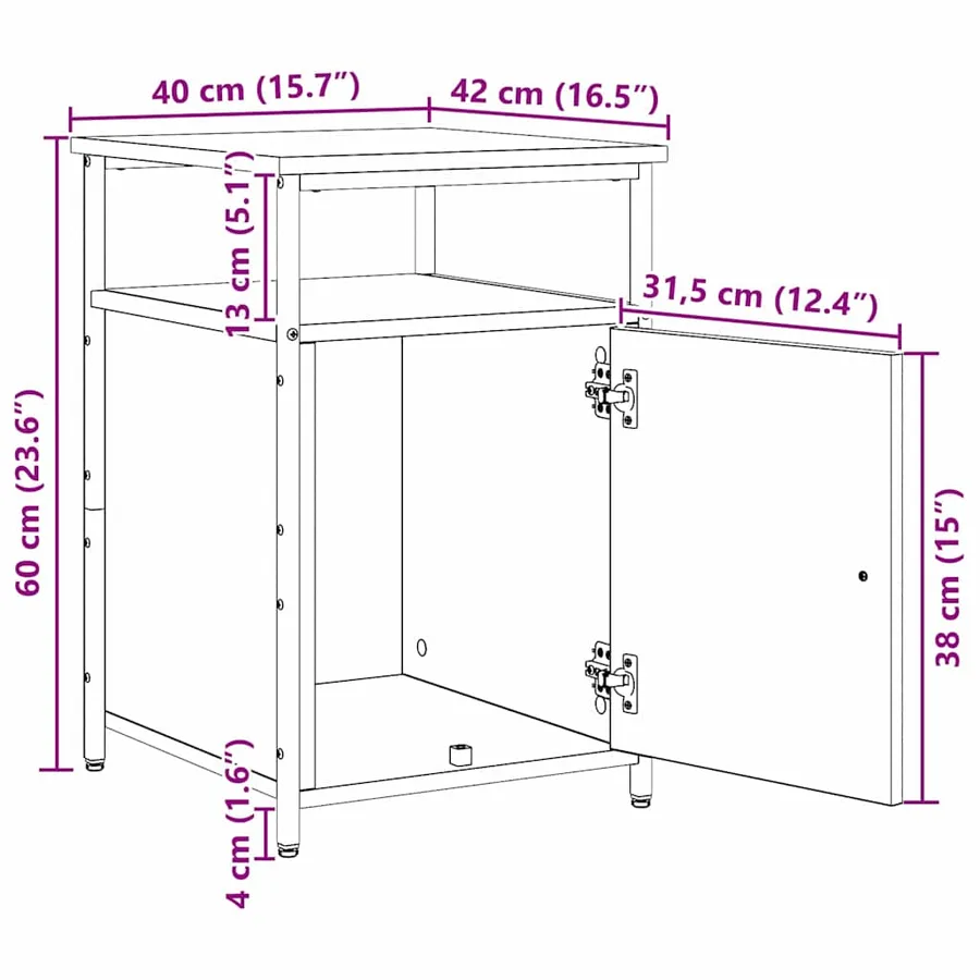 Cabinet de chevet 2 pc chêne artisanal Bois d'ingénierie - 15