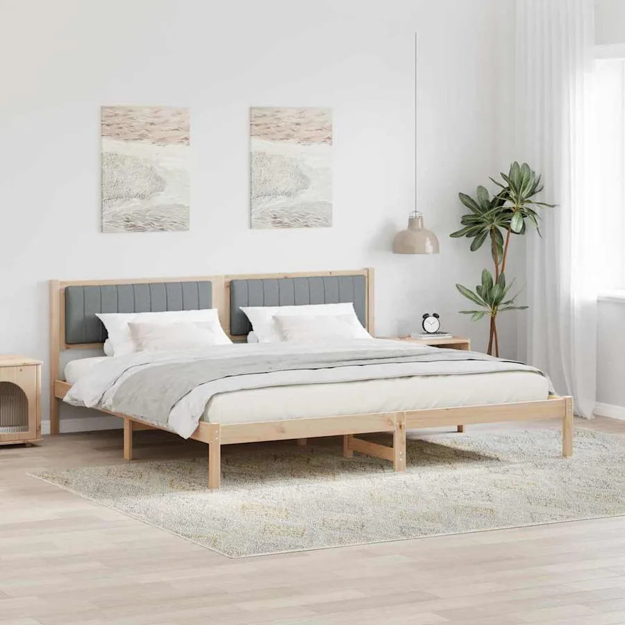 Cadre de lit Gris clair 200 x 200 cm Pin massif