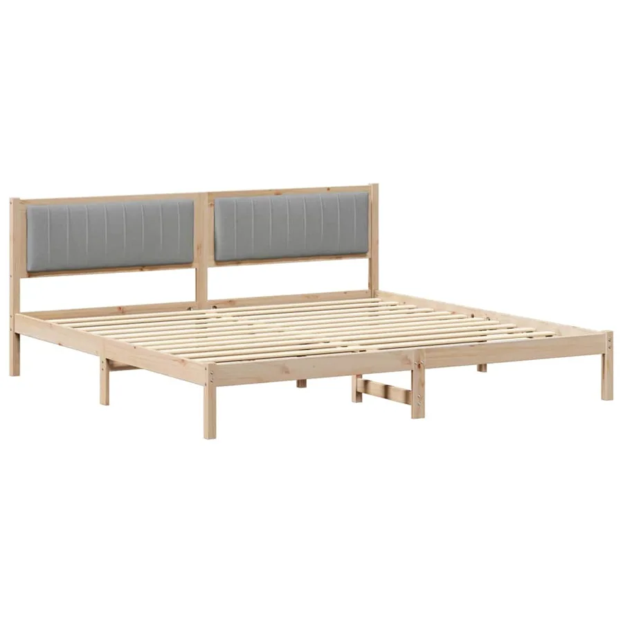 Cadre de lit Gris clair 200 x 200 cm Pin massif - 2