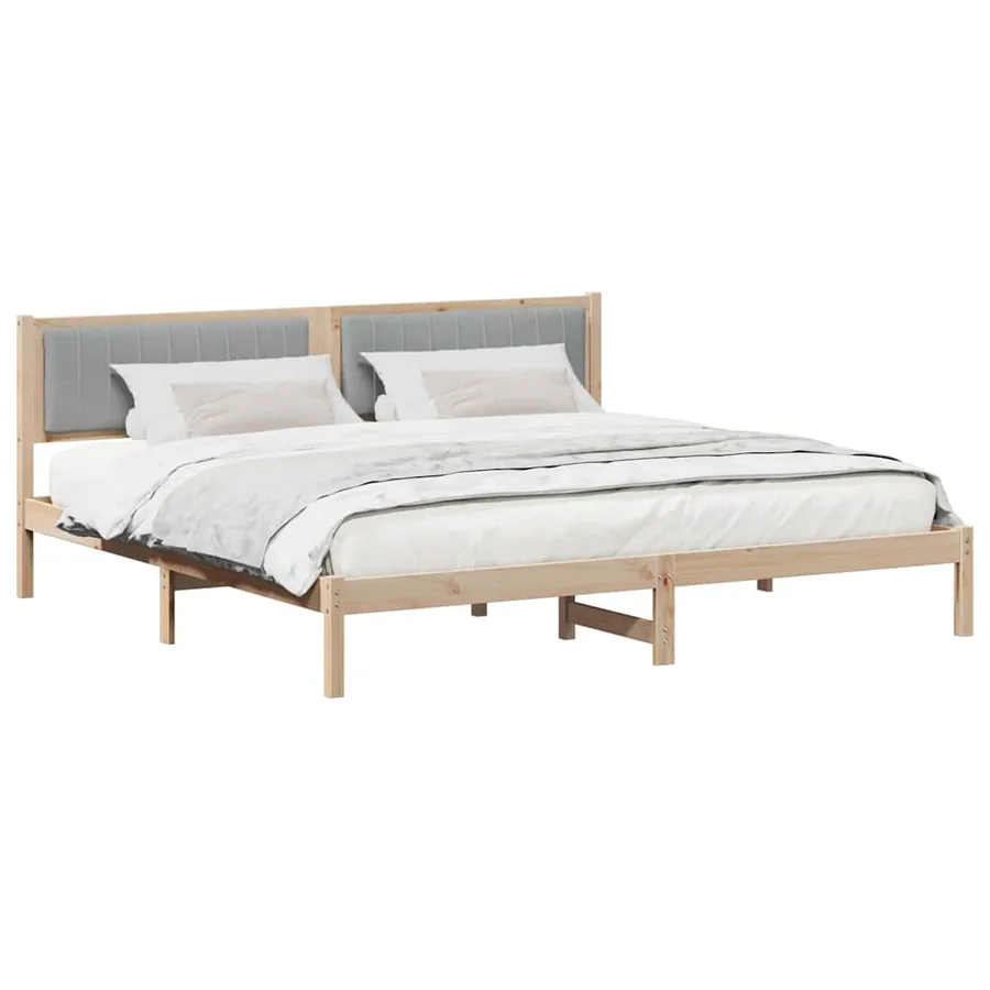 Cadre de lit Gris clair 200 x 200 cm Pin massif - 3