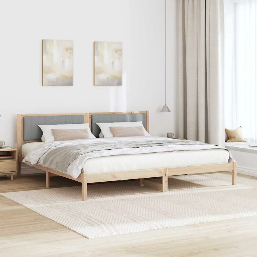 Cadre de lit Gris clair 200 x 200 cm Pin massif - 4