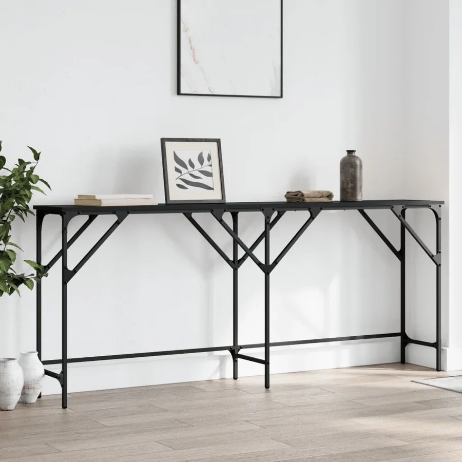 Table console noir 180x29x75 cm bois d'ingénierie - 3
