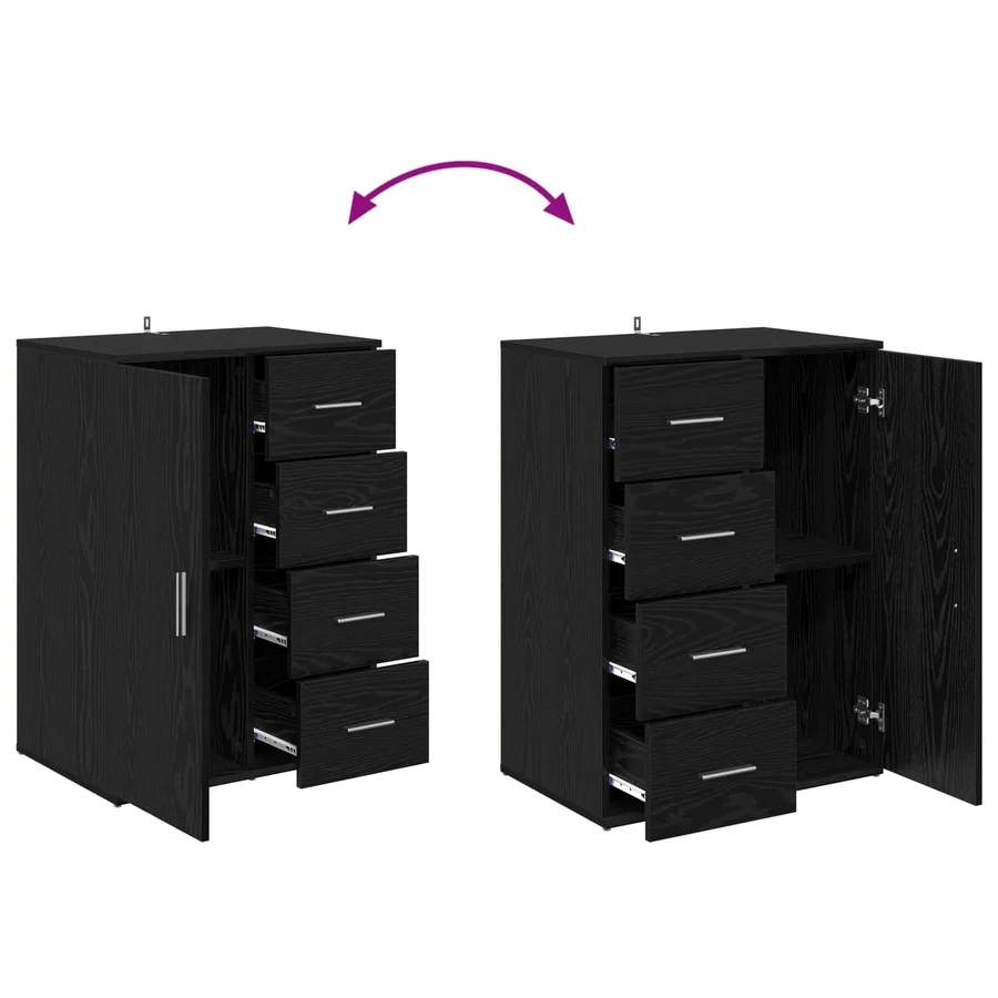 Buffet avec tiroir Chêne noir 59 x 39 x 80 cm Bois d'ingénierie - 11