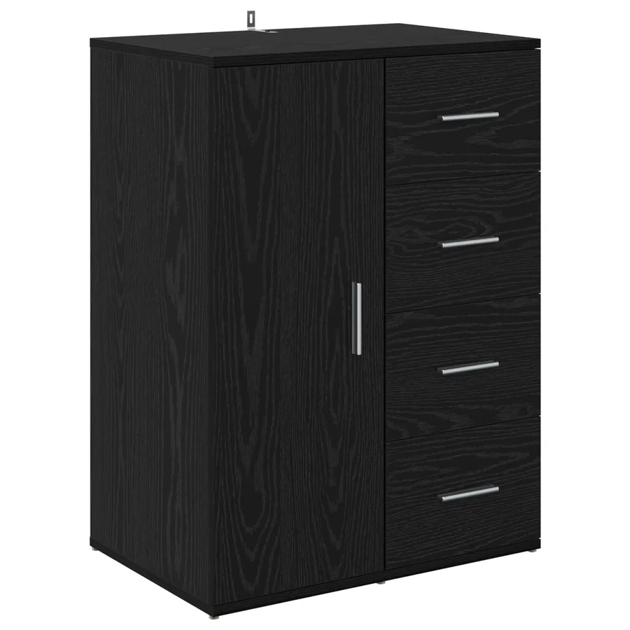 Buffet avec tiroir Chêne noir 59 x 39 x 80 cm Bois d'ingénierie - 2