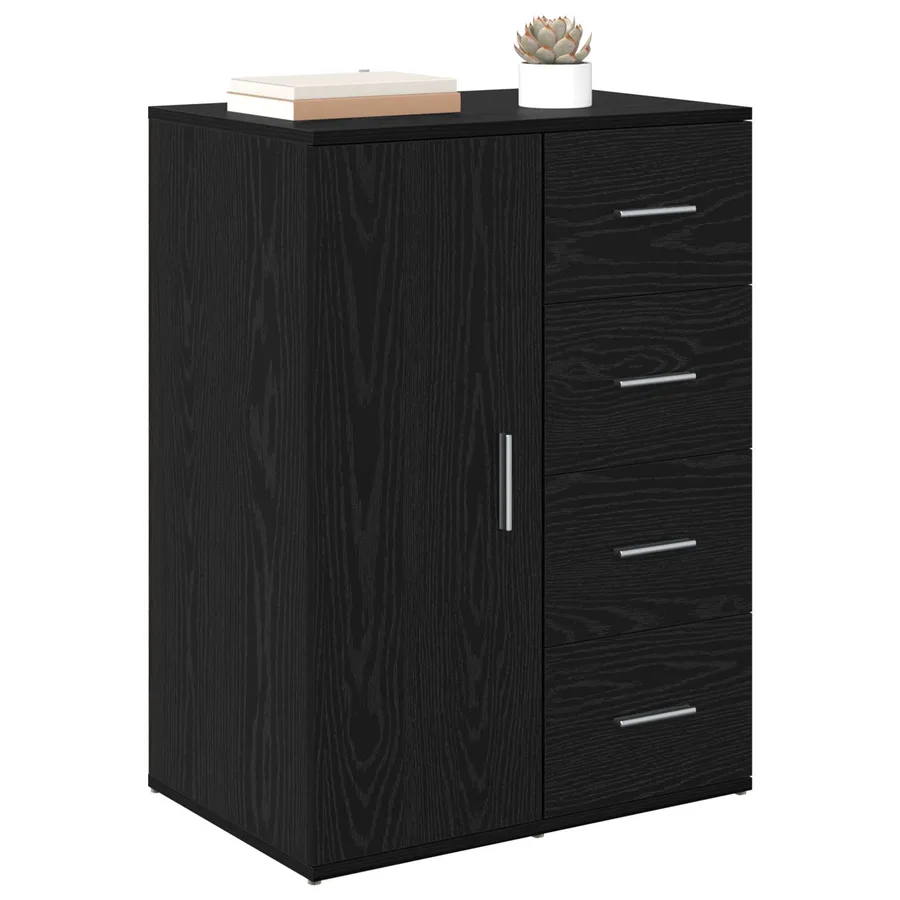 Buffet avec tiroir Chêne noir 59 x 39 x 80 cm Bois d'ingénierie - 3