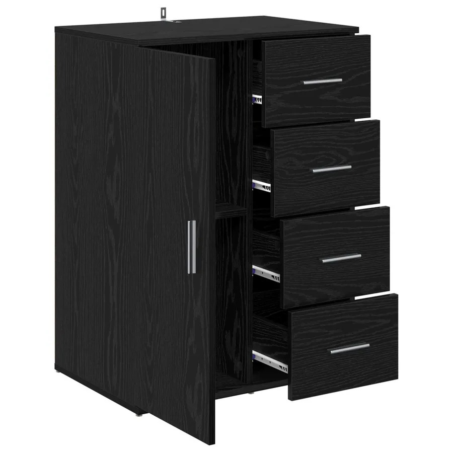 Buffet avec tiroir Chêne noir 59 x 39 x 80 cm Bois d'ingénierie - 5