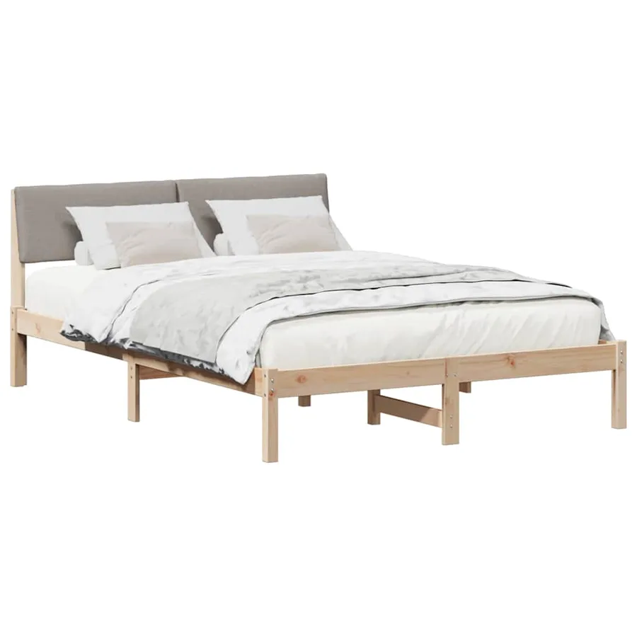 Cadre de lit Marron et taupe 140 x 200 cm Bois massif en pin - 3