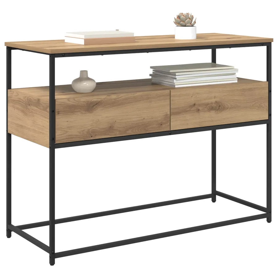 Table console Chêne artisanal 100 x 40 x 75 cm - 3
