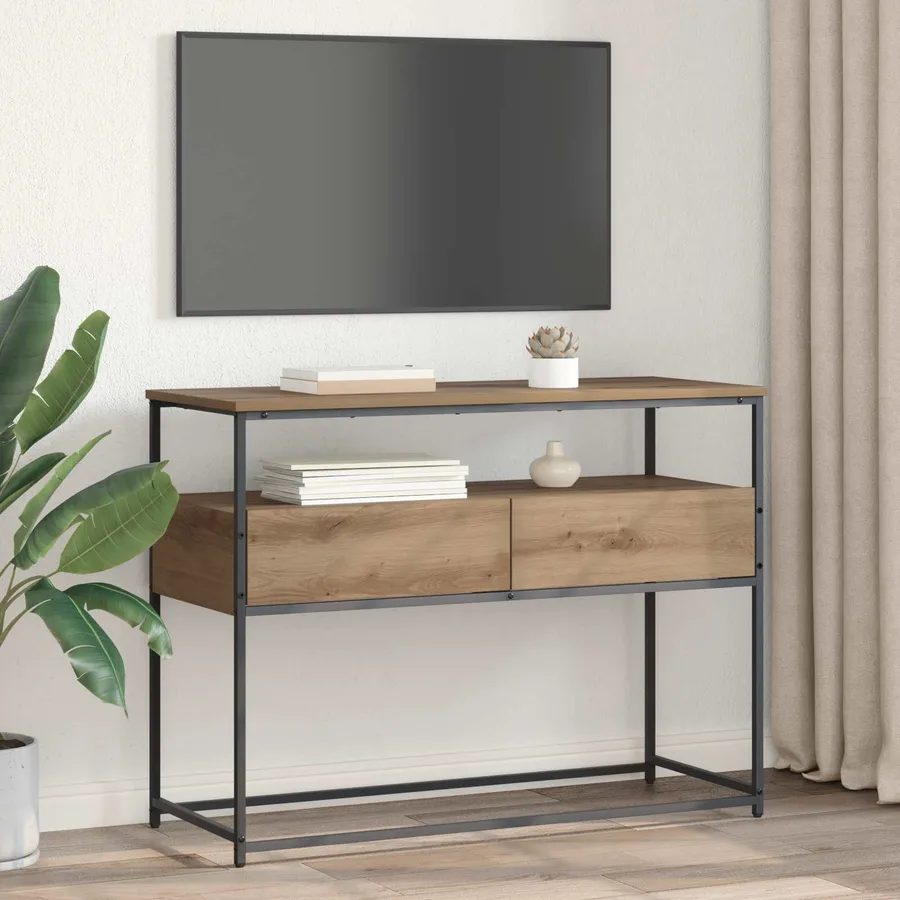 Table console Chêne artisanal 100 x 40 x 75 cm - 4