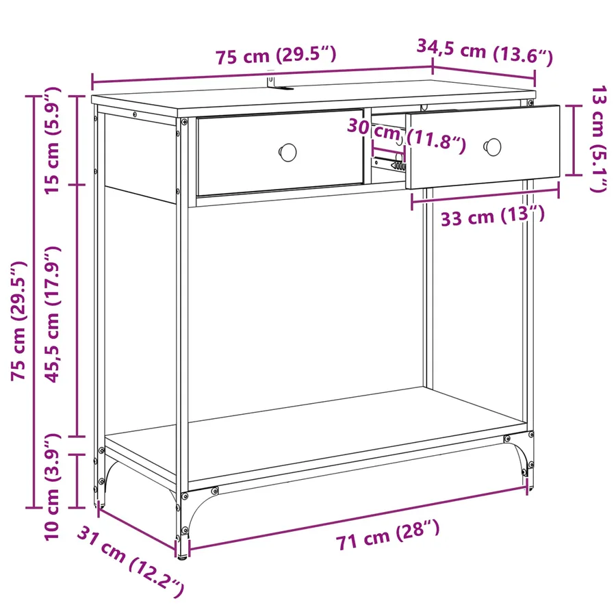 Table console Chêne artisanal 75 x 34,5 x 75 cm - 16