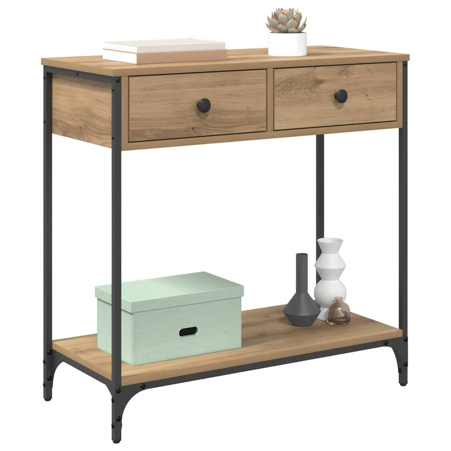 Table console Chêne artisanal 75 x 34,5 x 75 cm - 3