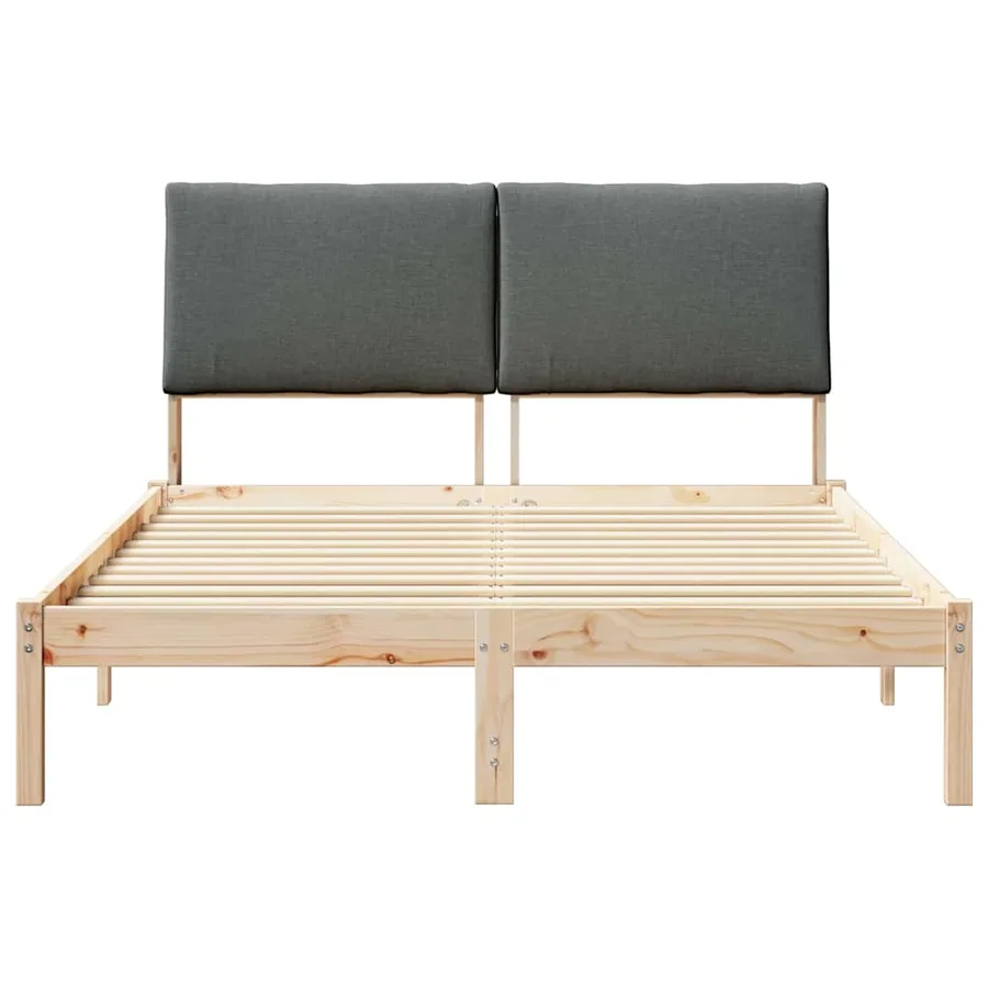 Cadre de lit avec tête de lit marron et gris foncé 160 x 200 cm - 5