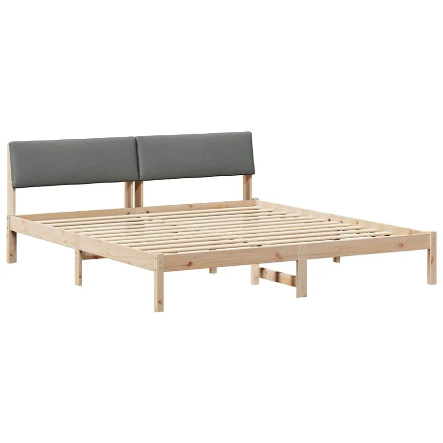 Cadre de lit avec tête de lit marron et gris foncé 180 x 200 cm - 2