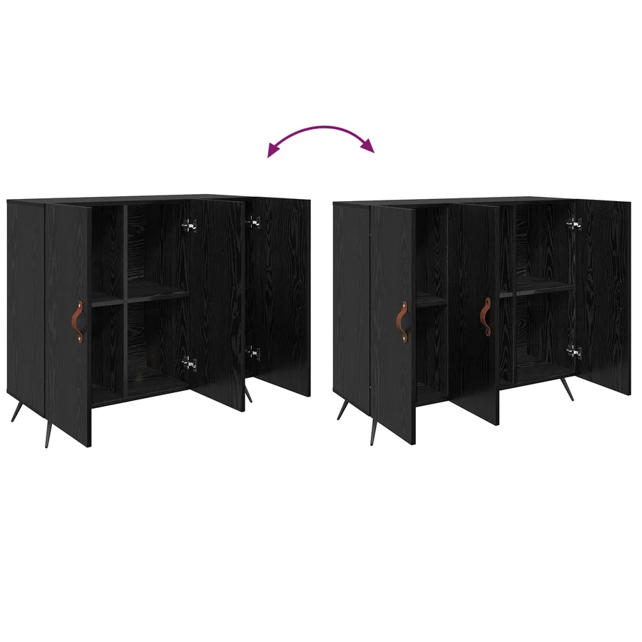 Buffet Chêne noir 89,5 x 34 x 80 cm Bois d'ingénierie - 10