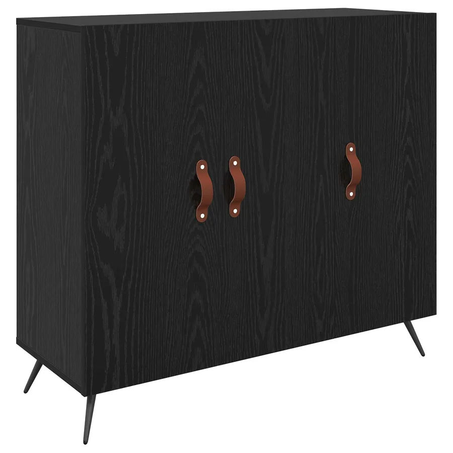 Buffet Chêne noir 89,5 x 34 x 80 cm Bois d'ingénierie - 2