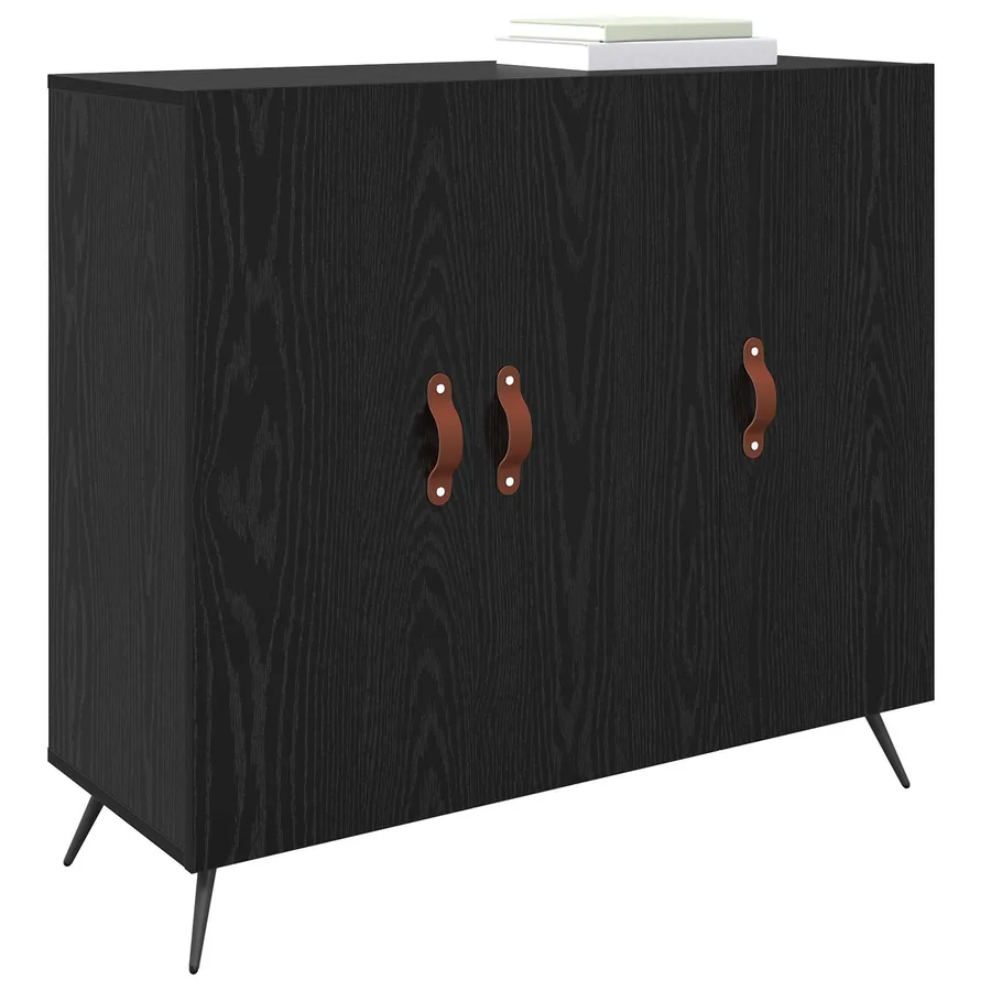 Buffet Chêne noir 89,5 x 34 x 80 cm Bois d'ingénierie - 3