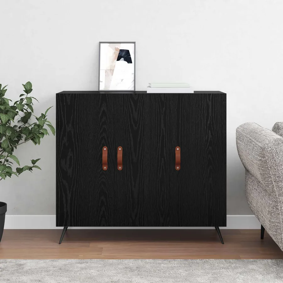 Buffet Chêne noir 89,5 x 34 x 80 cm Bois d'ingénierie - 4