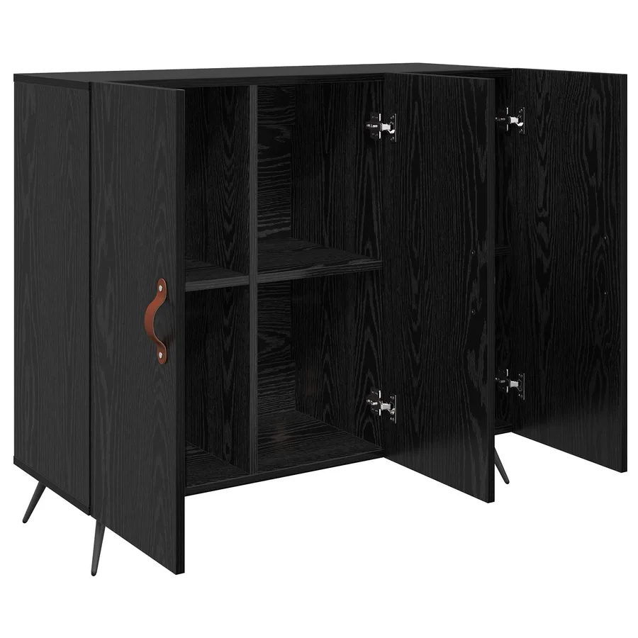 Buffet Chêne noir 89,5 x 34 x 80 cm Bois d'ingénierie - 5