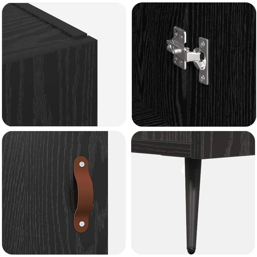Buffet Chêne noir 89,5 x 34 x 80 cm Bois d'ingénierie - 9