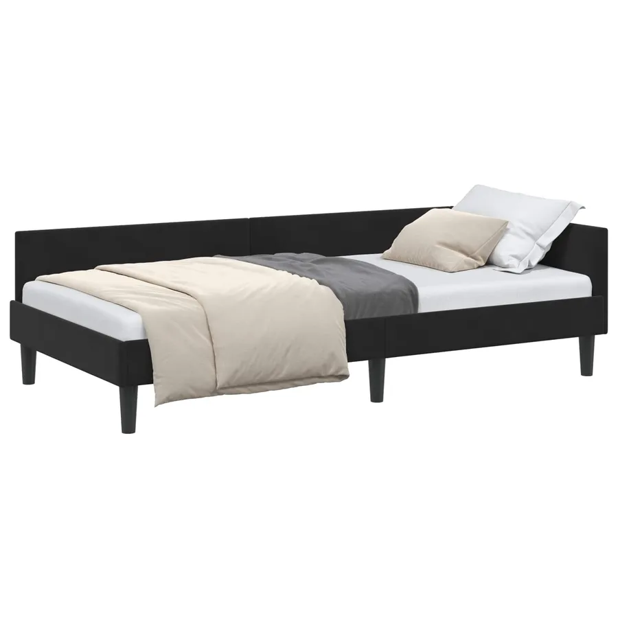 Cadre de lit d'angle Noir 90 cm x 190 cm Velours - 2