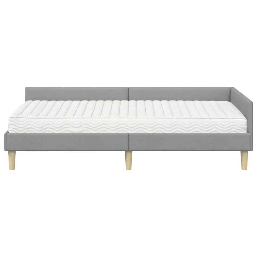 Cadre de lit d'angle avec matelas 2 pcs Gris clair tissu - 5
