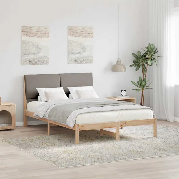 Cadre de lit Marron et taupe 150 x 200 cm Bois massif en pin