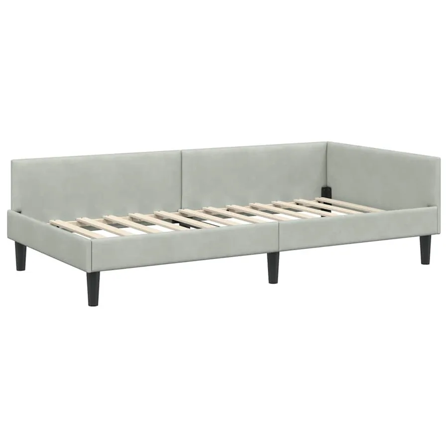 Cadre de lit d'angle avec matelas 2 pcs Gris clair Velours - 6