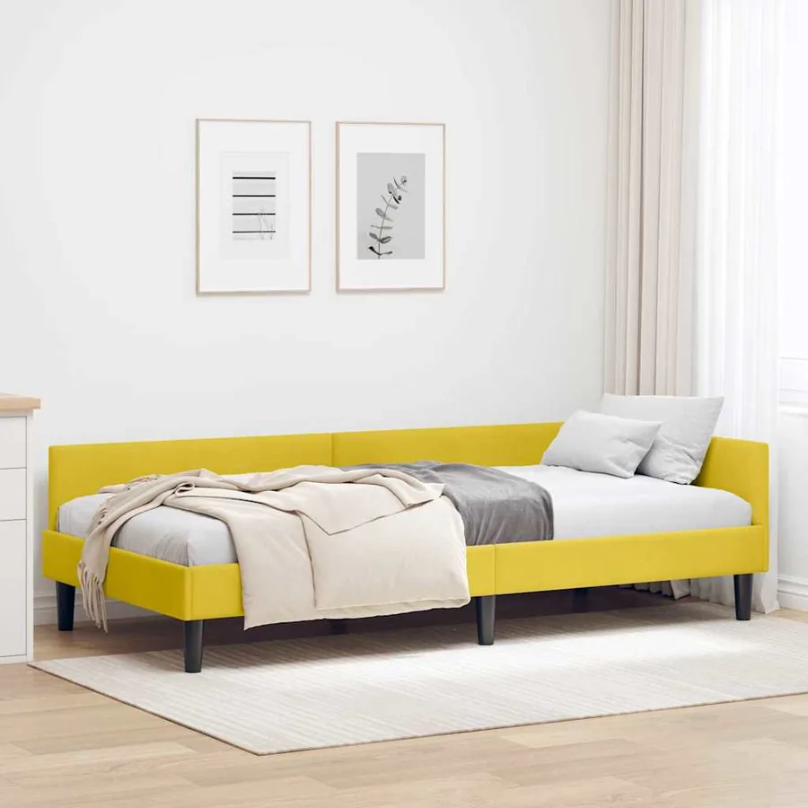 Cadre de lit d'angle Jaune 80 cm x 200 cm Velours