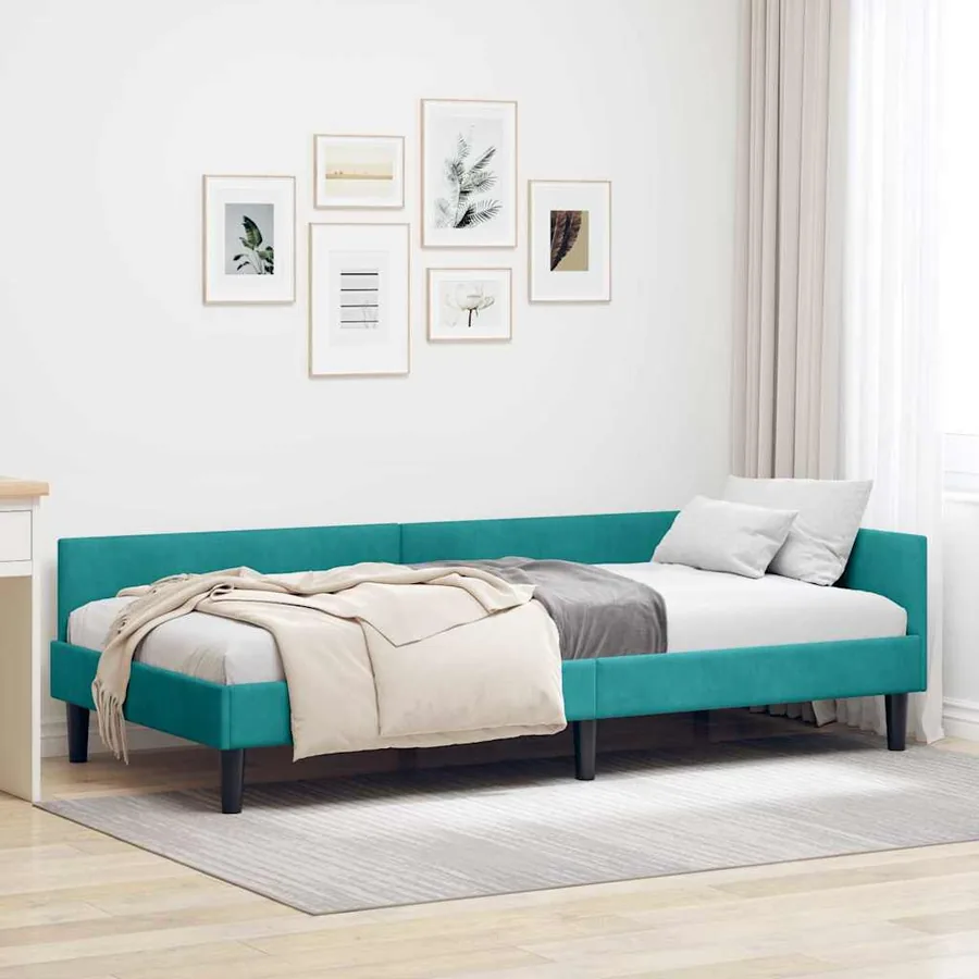 Cadre de lit d'angle Turquoise 80 cm x 200 cm Velours