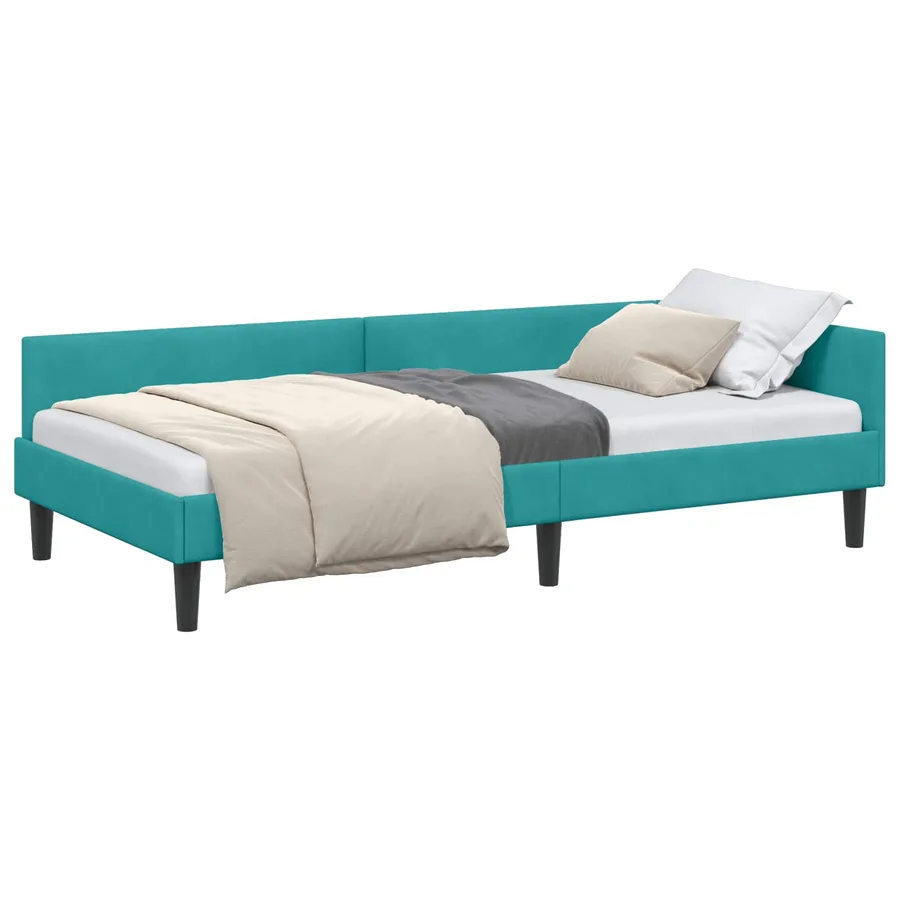 Cadre de lit d'angle Turquoise 80 cm x 200 cm Velours - 2