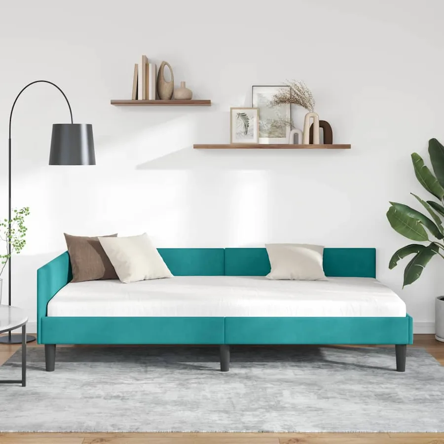 Cadre de lit d'angle Turquoise 80 cm x 200 cm Velours - 3