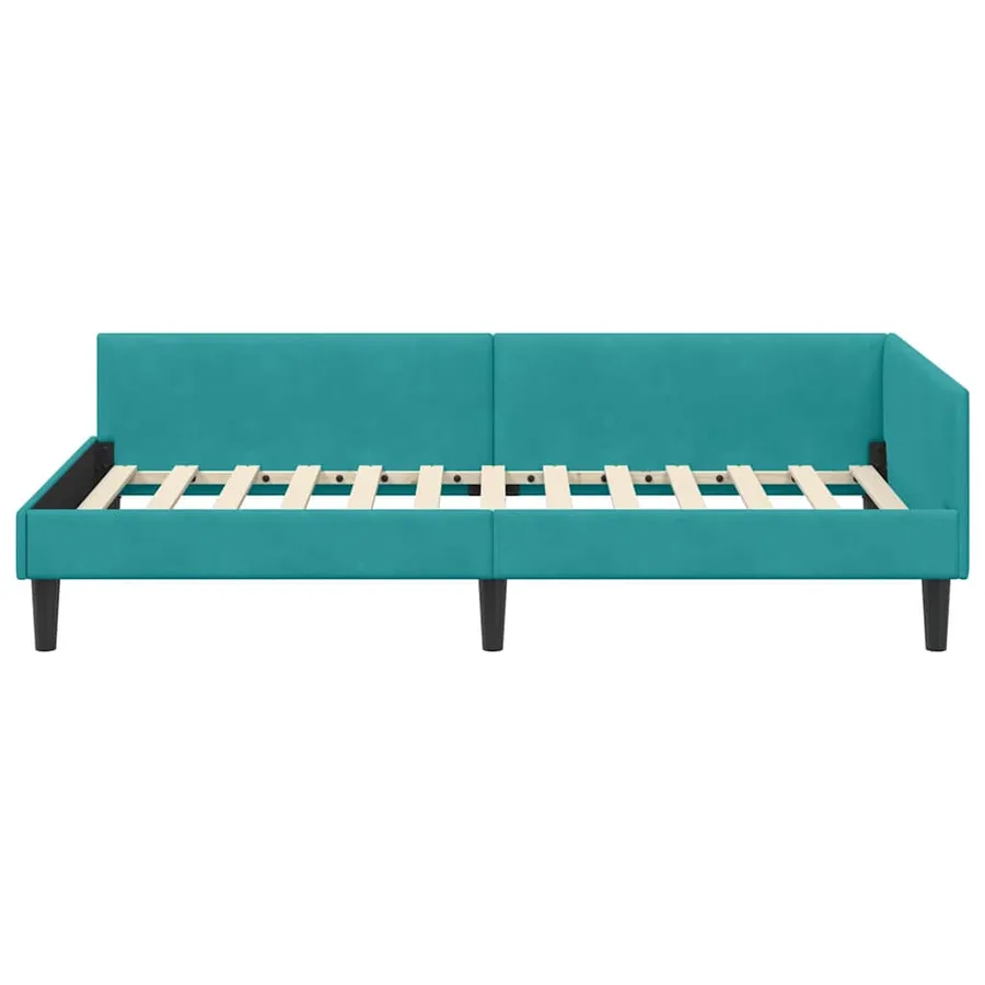 Cadre de lit d'angle Turquoise 80 cm x 200 cm Velours - 5