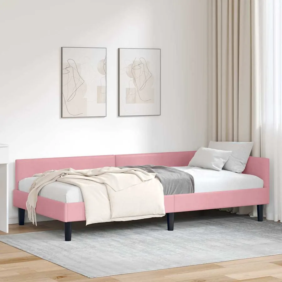 Cadre de lit d'angle Rose 80 cm x 200 cm Velours