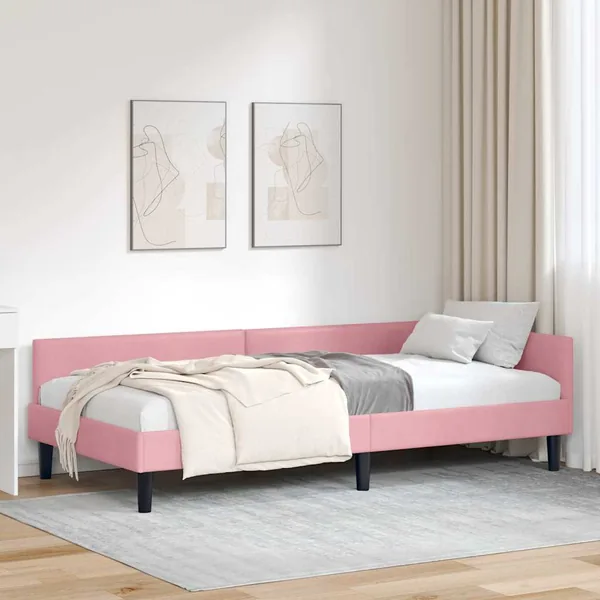 Cadre de lit d'angle Rose 80 cm x 200 cm Velours