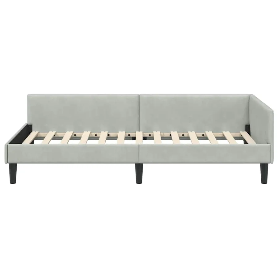 Cadre de lit d'angle Gris clair 90 cm x 200 cm Velours - 5