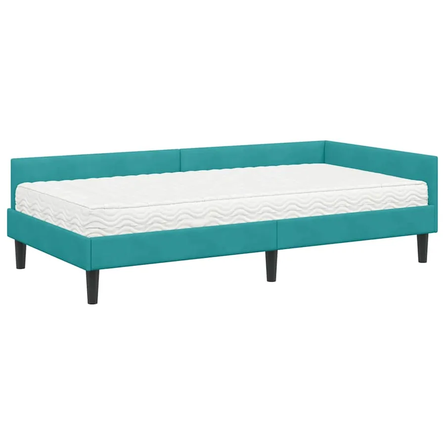 Cadre de lit d'angle avec matelas Autre 2 pcs Turquoise Velours - 4