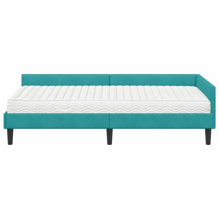 Cadre de lit d'angle avec matelas Autre 2 pcs Turquoise Velours - 5