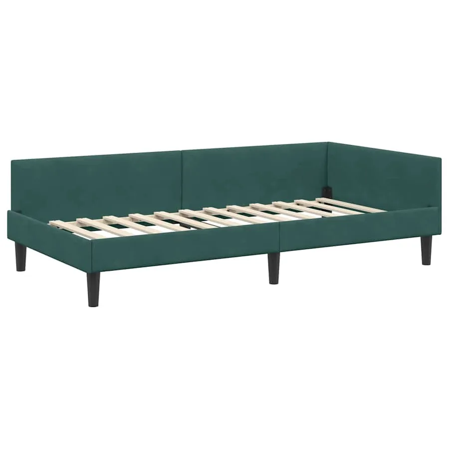 Cadre de lit d'angle Vert foncé 90 cm x 200 cm Velours - 4