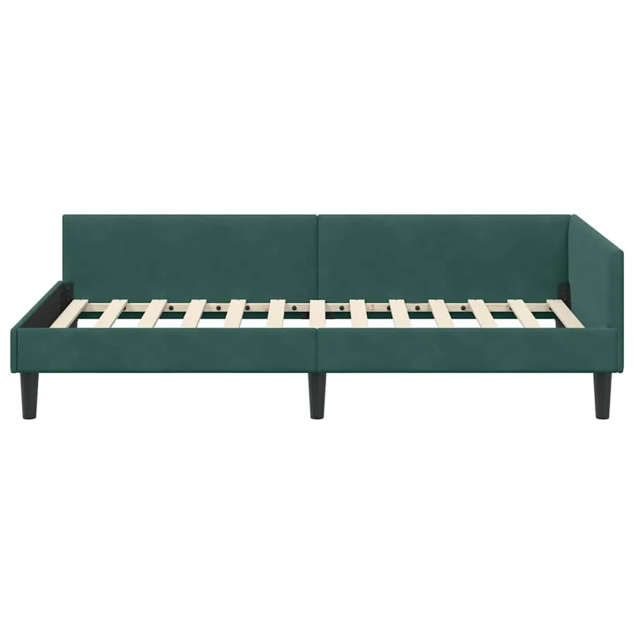 Cadre de lit d'angle Vert foncé 90 cm x 200 cm Velours - 5