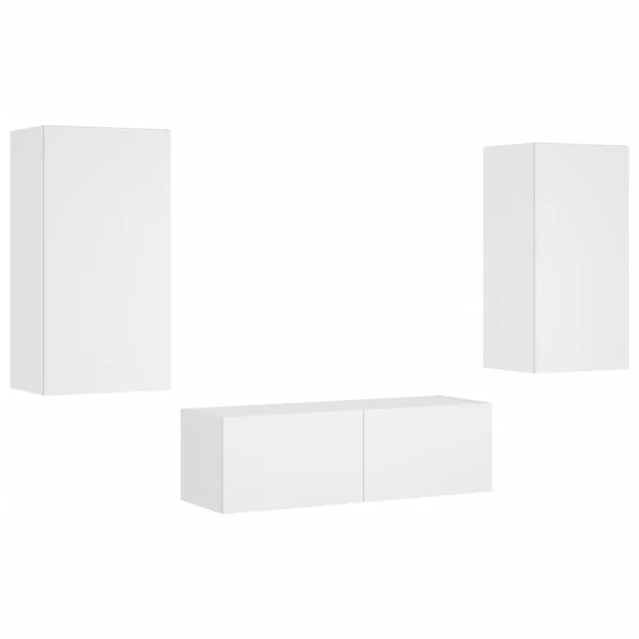 Meuble TV muraux 3 pcs avec lumières LED blanc - 3