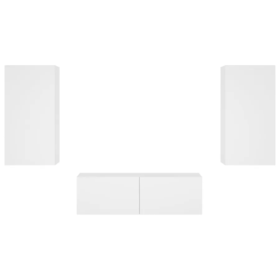 Meuble TV muraux 3 pcs avec lumières LED blanc - 7