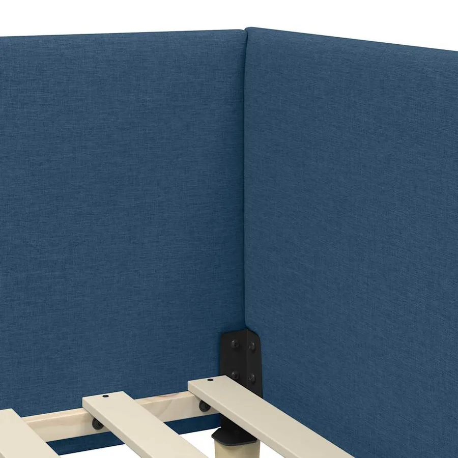Cadre de lit d'angle avec matelas Autre 2 pcs Bleu tissu - 8