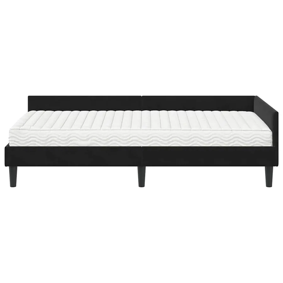 Cadre de lit d'angle avec matelas Autre 2 pcs Noir Velours - 5