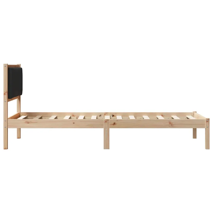Cadre de lit avec tête de lit Noir 90 x 190 cm Pin massif - 6
