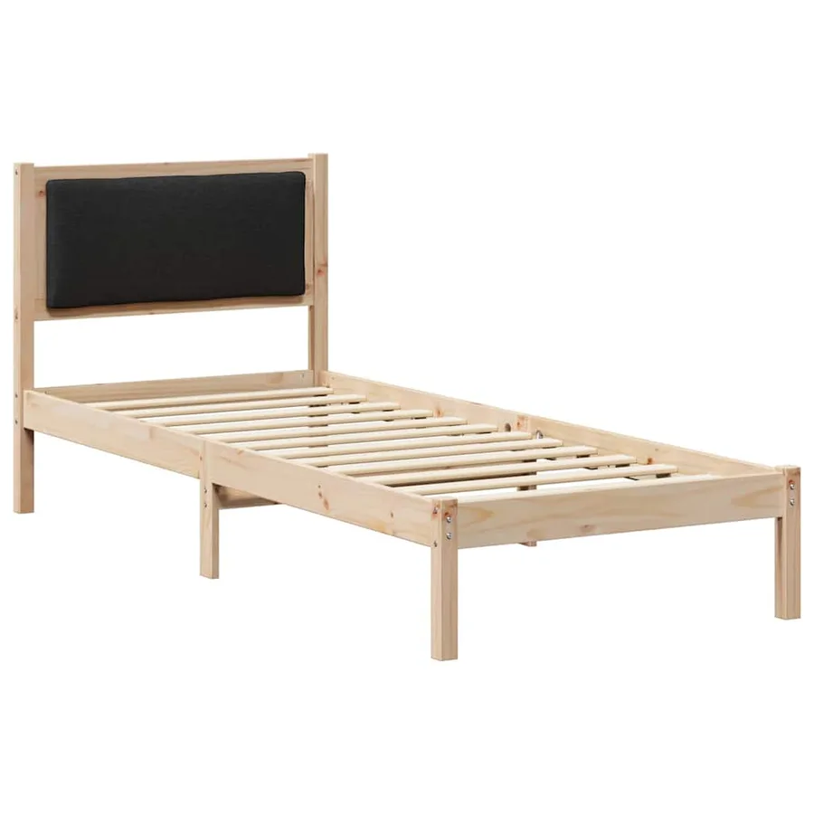 Cadre de lit avec tête de lit Noir 80 x 190 cm Pin massif - 2