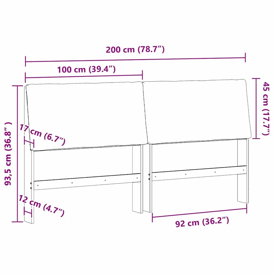 Tête de lit capitonnée Gris clair 200 cm Pin massif - 11