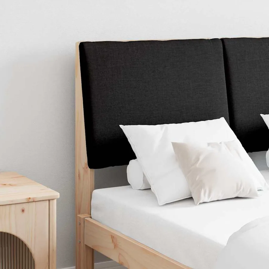Tête de lit capitonnée Noir 120 cm Pin massif